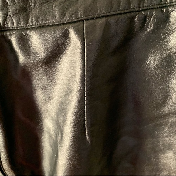Black Vintage Leather Ranch Skirt with Snap Hidden Zip 31” waist - Picture 9 of 10